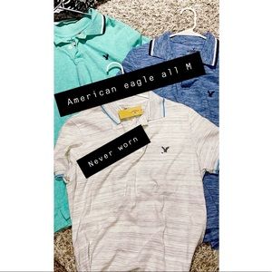 Men’s American Eagle medium polos sold in 3 pack 1 never worn w/ tags
